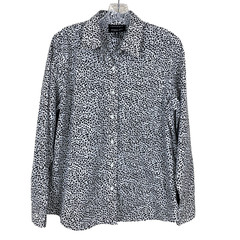 Foxcroft Blouse Womens 10 Long Sleeve Button Up Animal Print Wrinkle Free Shaped