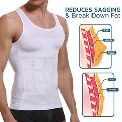 Mens Slimming Body Shaper Belly Chest Compression Vest Girdle T-Shirt Tank Top
