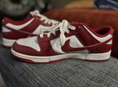 Nike Men’s Red/White Low-Top Lace-Up Athletic Sneakers Rubber Outsole