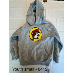 Buc-ee’s Logo Graphic Hoodie Heather Gray Kids Youth Small Pullover Sweatshirt