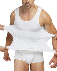 Mens Slimming Body Shaper Belly Chest Compression Vest Girdle T-Shirt Tank Top