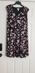 London Times Woman Women’s A-Line Floral V-Neck Sleeveless Knee Dress 2X