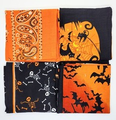 SET OF 4 Halloween Bandana Cotton 22″ x 22″ Scarf Head Neck Face Mask Wrist Band